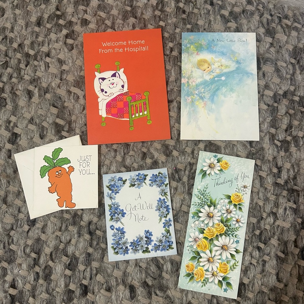 Vintage MCM Assorted Greeting Cards Lot Of 5 Multi Sized